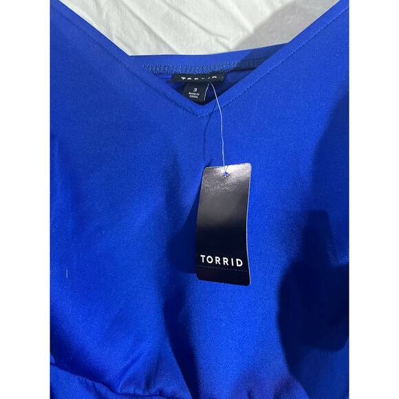NWT Torrid Electric Blue Scuba Strappy Peplum Top 3 3X 22-24 - Picture 8 of 10